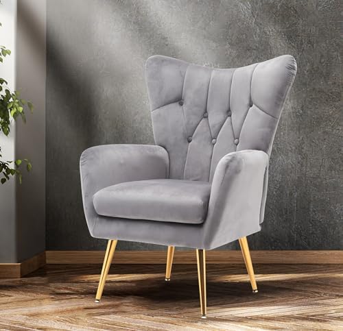 Container Furniture Direct Modern Chic Mid-Century Velvet Accent Armchair for...