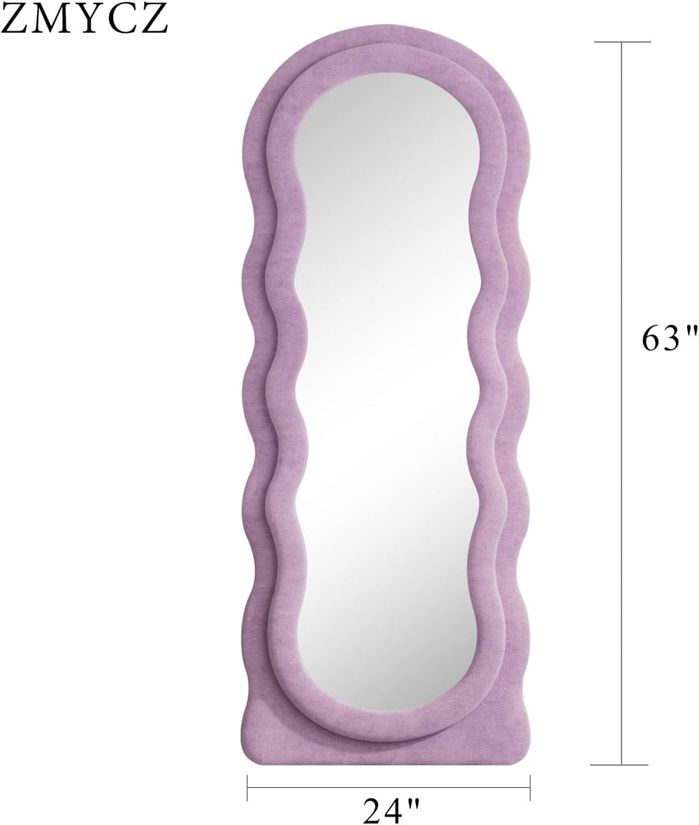 Wavy Full Length Mirror, 63"x24" Arched Body Floor Mirror (Purple)