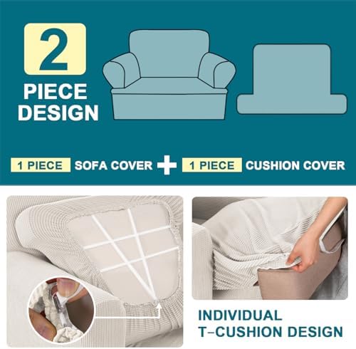 Turquoize T Cushion Chair Slipcover Armchair Slipcover for Living Room Stretc...