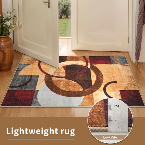 Ciicool 8x10 Area Rugs for Living Room, Soft Abstract Washable Rug Brown
