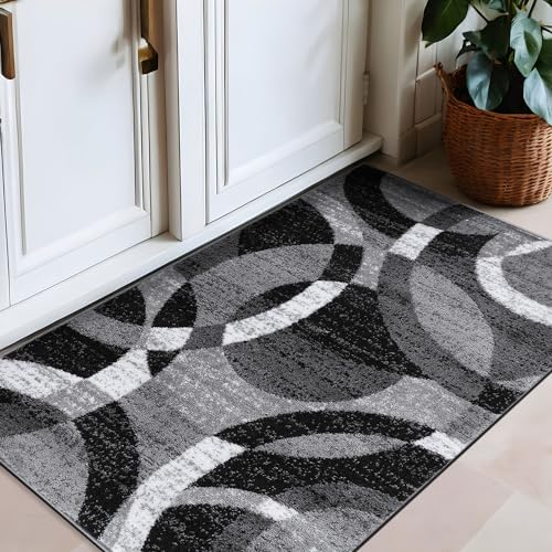 Rugshop Abstract Circles Contemporary High Traffic Area Rug Gray 2'7" x 4'