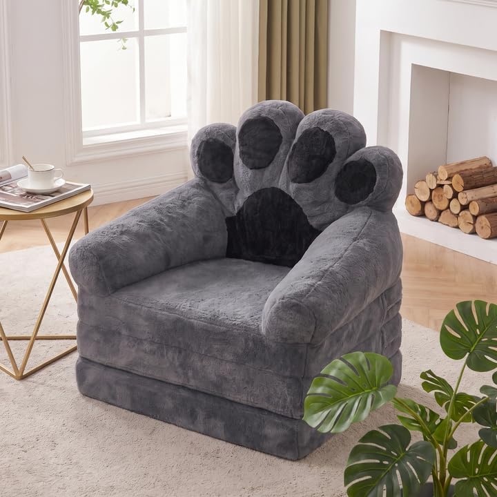Folding Sofa Bed, 2-in-1 Convertible Sleeper Chair with Cat Paw Backrest, Fol...