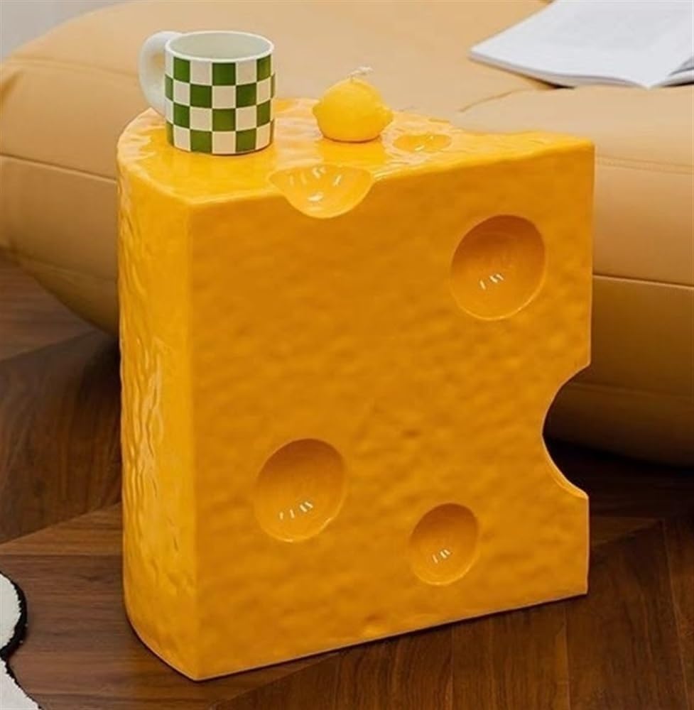Creative Coffee Table Cheese-Shaped Triangle Resin Side Table Multifunctional...