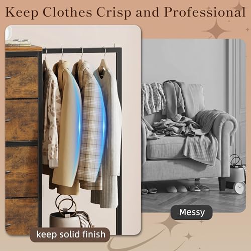 HIGDBFE Tall Dresser 44''H with Hanging Rack, 4 Drawers Small Closet ...