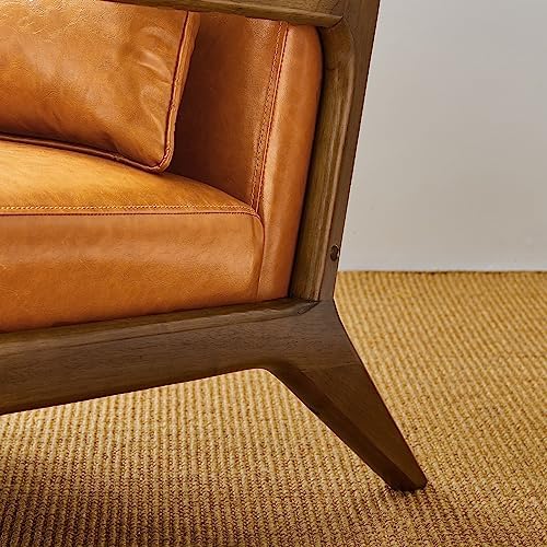 Glitzhome 30" H Mid Century Yellowish Brown Accent Armchair, Single Read...
