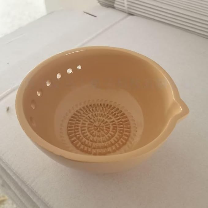 Garlic Grater Bowl 7-hole 2-in-1Kitchen Spanish Handheld Herb Stripper Ceramic - Image 6