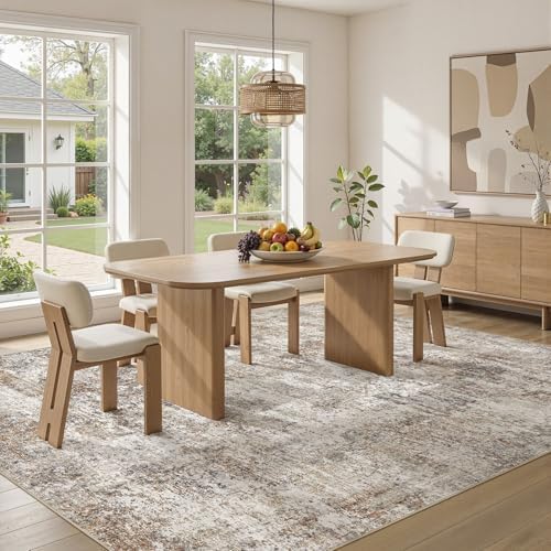 10x14 Area Rugs for Living Room Washable Abstract Rug Brown/Grey