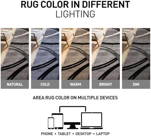 Rugshop Wavy Circles Fade-Resistant Living Room Area Rug Gray 5'3" x...