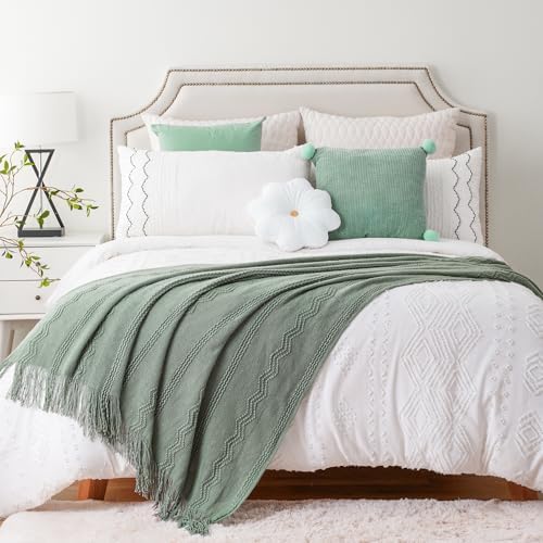 BATTILO HOME Sage Green Throw Blanket for Couch, 50"x60"