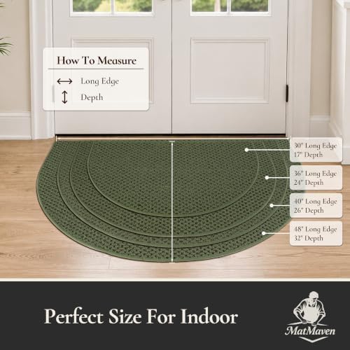 Dirt Trapper Door Mat 26" x 40", Non-Slip, Half Circle, Green