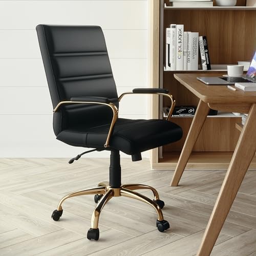Flash Furniture Mid-Back Black LeatherSoft Executive Swivel Office Chair with...