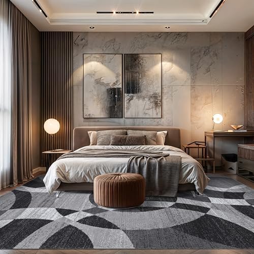 Rugshop Overlapping Circles Contemporary Area Rug Gray 7'10" x 10...