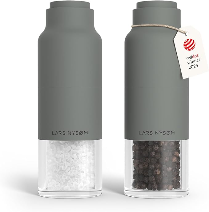 LARS NYSØM Salt and Pepper Grinder Set, Stainless Steel Manual Salt and Pepper by LN