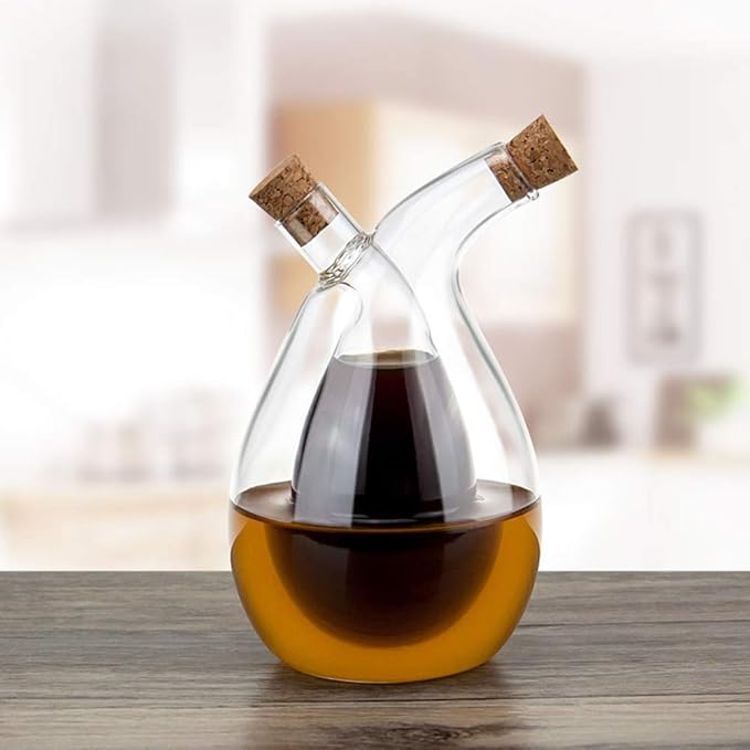 BOLLAER Glass Olive Oil Bottle Cruet, Hand-Blown, Moist Bottom, High by BOLLAER