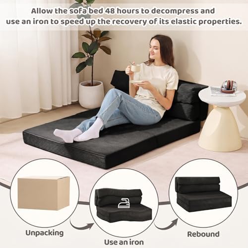 JUIKURY Folding Sofa Bed, Convertible Sleeper Chair with Pilow Foldable Matre...