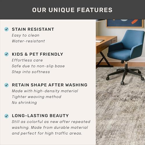 6x9 Neutral Taupe Brown Vintage Rug for Living Room, Bedroom Under Bed, Dinin...