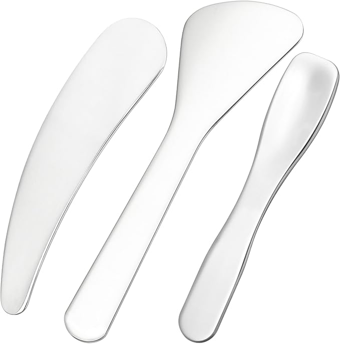 Pndeyo 3pcs Mini Stainless Steel Makeup Spatula, Reusable Cosmetic Cream by Pndeyo
