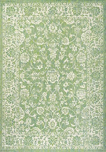 JONATHAN Y Weave Floral Indoor Outdoor Area Rug 4X6 Cream/Green, Tela Bohemia...