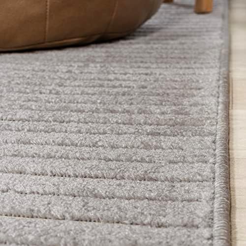 JONATHAN Y Hallie High-Low Curve Gray/Ivory Indoor/Outdoor Area Rug, 6x9, Min...