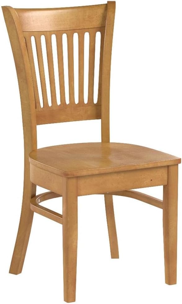East West Furniture VAC-OAK-W Vancouver Kitchen Dining Chairs - Slat Back Woo...