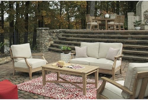 Signature Design by Ashley Clare View Outdoor Loveseat with Cushion, Beige