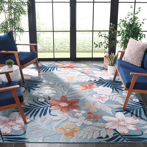 SAFAVIEH Washable Rug Outdoor Cabana Collection - 8' x 10', Aqua &amp...