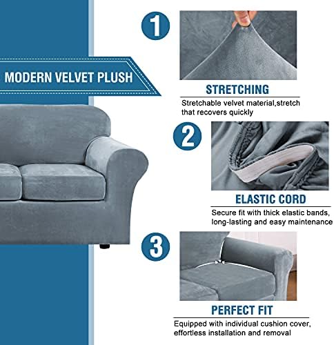 H.VERSAILTEX Rich Velvet Stretch 2 Piece Cover Chair Slipcover Sofa Cover Fur...