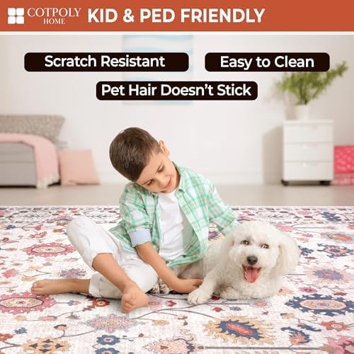 COTPOLY 5' x 7' Washable Area Rug for Living Room, Kitchen, Hallway, ...