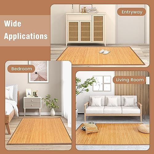 COSTWAY Bamboo Area Rug, 5'x8' Natural Bamboo Floor Mat 96"x60&q...