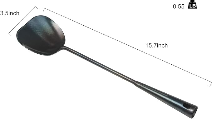 ZhenSanHuan Hand Hammered Carbon Steel Spatula Long Handle Chuan Wok Tool - Image 4
