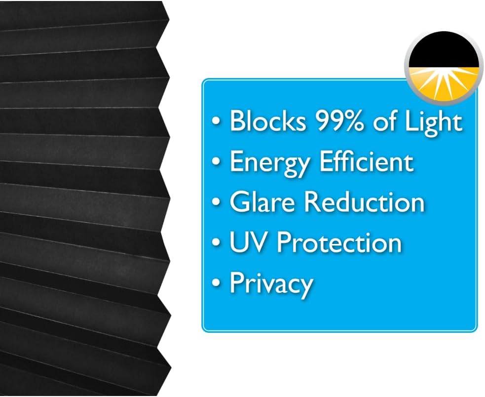 Redi Shade No Tools Original Blackout Pleated Paper Shade Black, 36" W x...