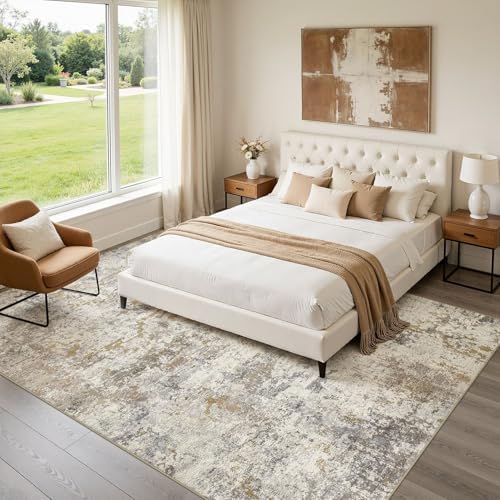 kakania Washable 10x12 Area Rug for Living Room: Abstract Modern Home Decor