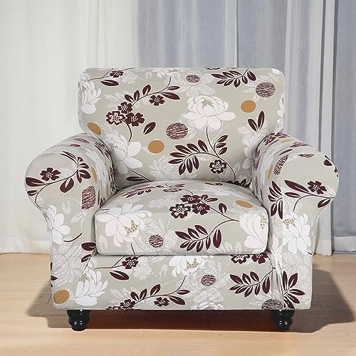 SearchI Stretch Sofa Cover Printed Couch Covers, Floral Pattern 2 Piece Armch...