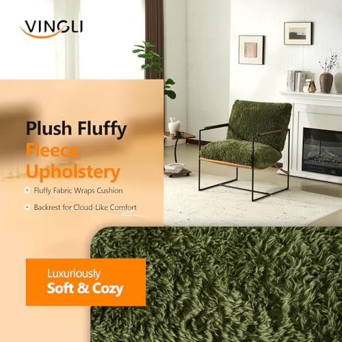 VINGLI 28" Wide Plush Upholstery Sling Modern Accent Chair with Metal Fr...
