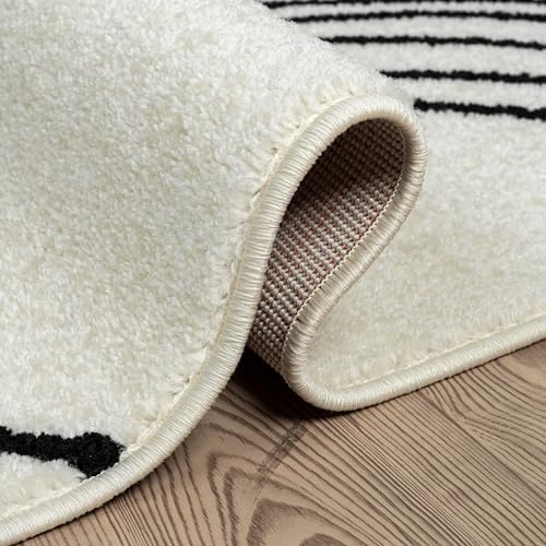 Abani Cream and Black Swirl Area Rug | 6" x 9" Beige Carpet with Wa...