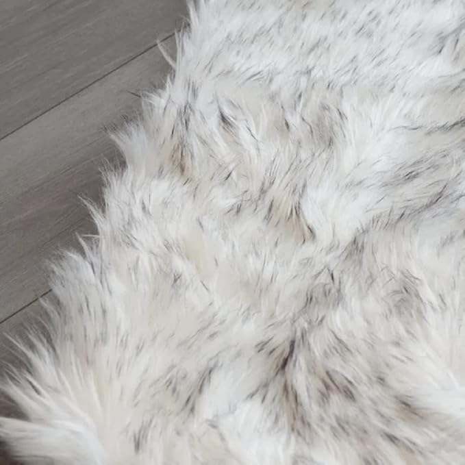 ORINOVA White and Grey Area Rugs 9x12 Living Room Large Washable Faux Fur Rugs - Image 6