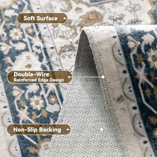 EnHomee 8x10 Area Rugs Washable for Bedroom, Boho Vintage Rugs, Foldable Area...