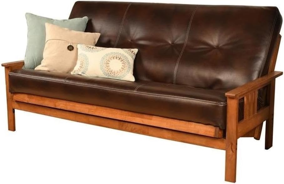Pemberly Row 8" Full Size Faux Leather Futon Mattress Replacement, Sprin...