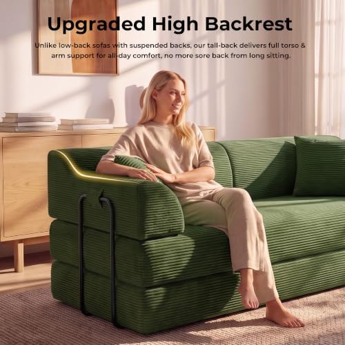 79'' Futon Sofa Bed, High‑Back Boneless Couches for Living Room