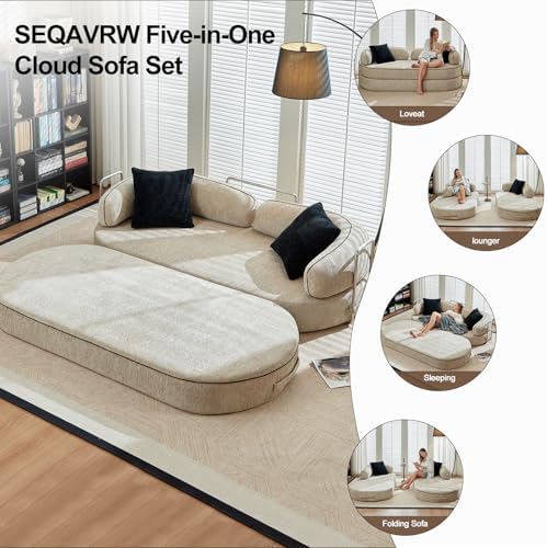 4-in-1 Folding Convertible Sofa Bed, 78 Inch Compression Oversized Corduroy U...