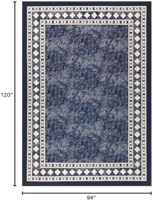 Antep Rugs Alfombras Modern Bordered 8x10 Non-Skid (Non-Slip) Low Profile Pil...