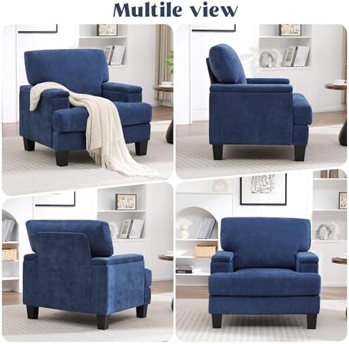Accent Chair Set of 2 with Storage Armrest, Modern Upholstered Reading Living...