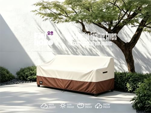 2-Seater Patio Loveseat Cover, 58Wx32Dx31H inches Outdoor Furniture Covers Wa...