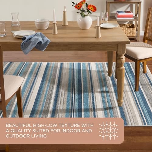 TOWN & COUNTRY EVERYDAY Rio Multicolor Stripe Indoor Outdoor Area Rug, UV...