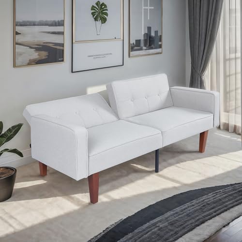 NicBex Fabric Convertible Sleeper Couch, Futon Sofa Bed with 2-Seat, Gray