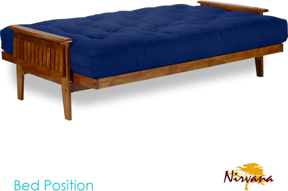 Eastridge Futon Set - Queen Size, Frame, 8" Mattress, Twill Royal Blue C...