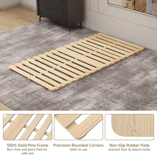LILYPELLE Floor Bed Frame Twin, Foldable Tatami Bed Frame Futon Frame