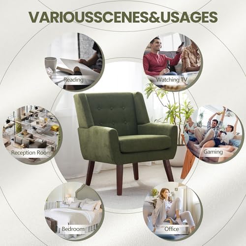 HUIMO Accent Chair for Living Room,Upholstered Button Fabic Armchair Chair