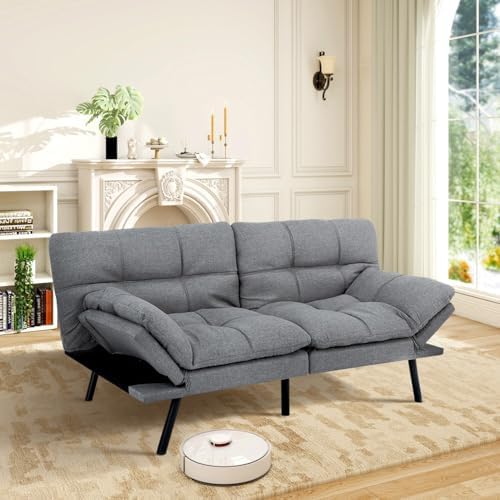 MUUEGM Futon Sofa Bed Memory Foam Futons Modern Office Couch Sleeper Bed Conv...