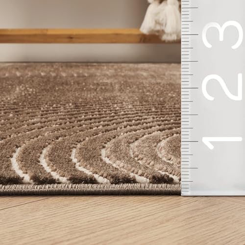 Abani Neutral Collection Brown Area Rug 5' x 8' for Living Room, Bedr...